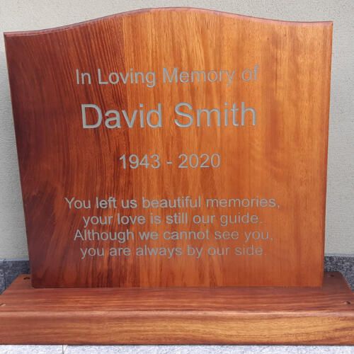 Wooden headstone made from Iroko